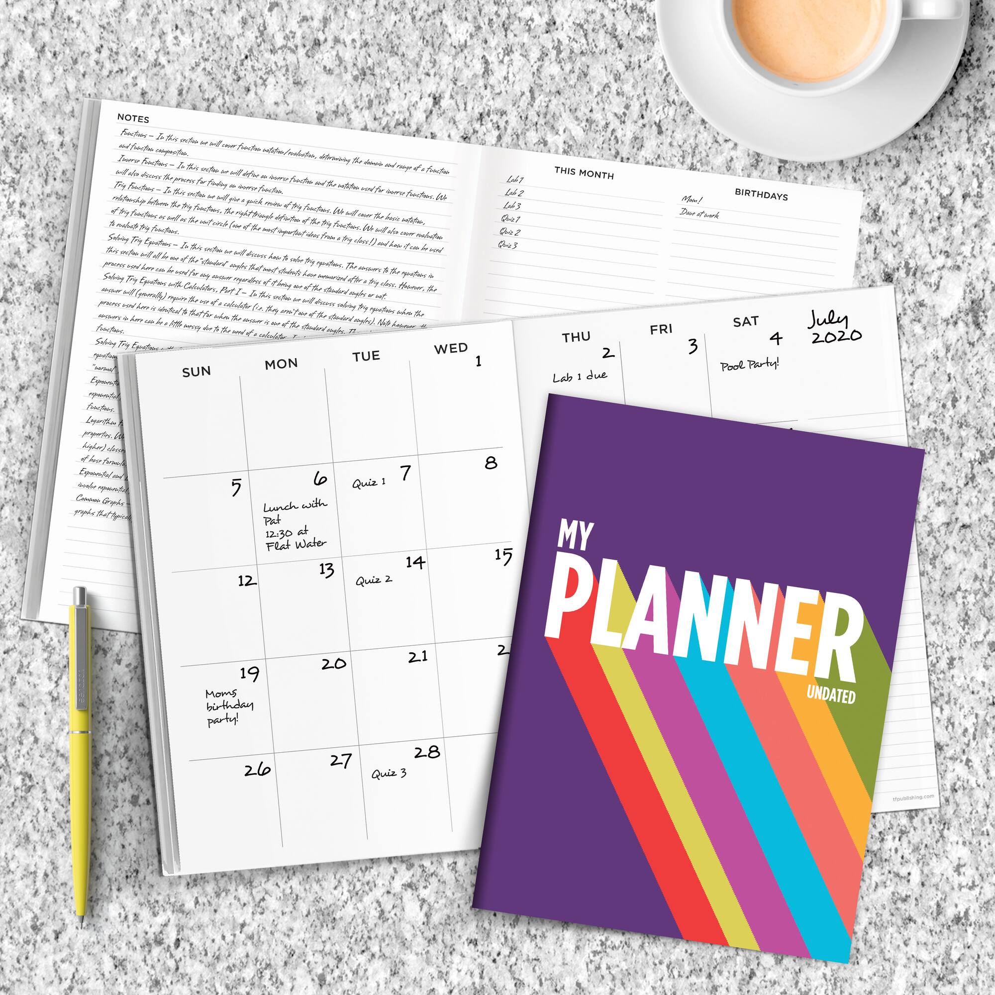 TF Publishing Medium Purple Rainbow Undated Monthly Planner